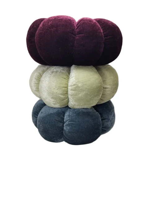 Luxury Velvet Flower Cushion – Round Decorative Pillow ( Pack of 3 ) - Image 4