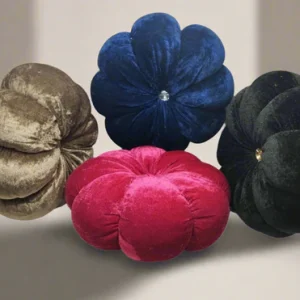 Luxury Velvet Flower Cushion – Round Decorative Pillow ( Pack of 3 )