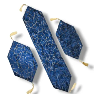 "Luxury Velvet 3-Piece Dressing & Side Table Mat Set with Tassels"