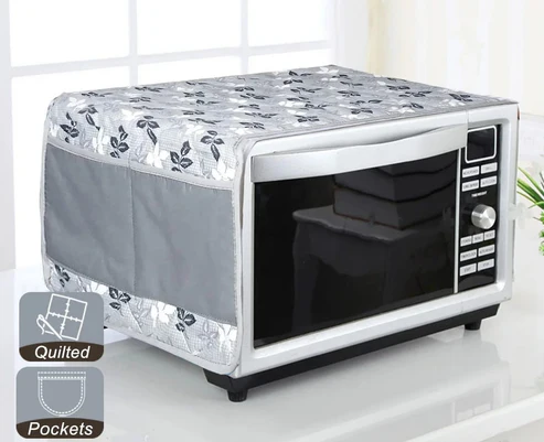 "Quilted Microwave Oven Cover with Side Pockets" - Image 2