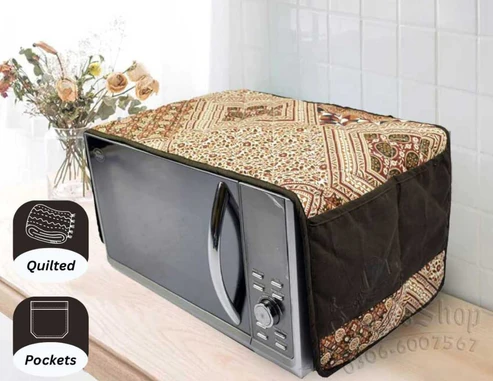 "Quilted Microwave Oven Cover with Side Pockets" - Image 3