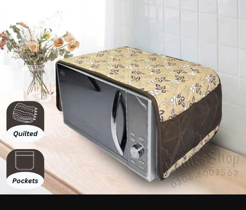 "Quilted Microwave Oven Cover with Side Pockets" - Image 4