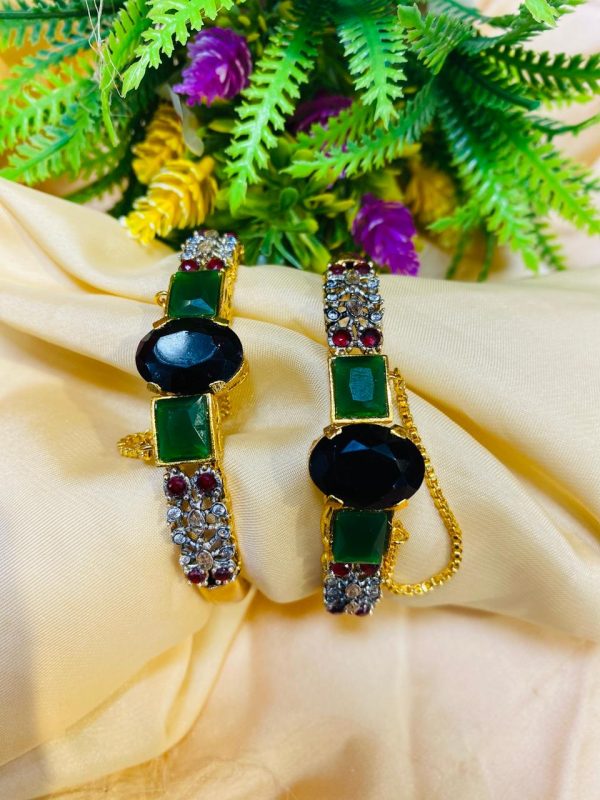 Gold plated Zircon Stones Openable Bangles Set Exclusive By Unique Fancy Jewellery. - Image 10