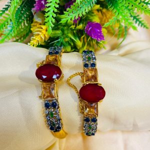 Gold plated Zircon Stones Openable Bangles Set Exclusive By Unique Fancy Jewellery.