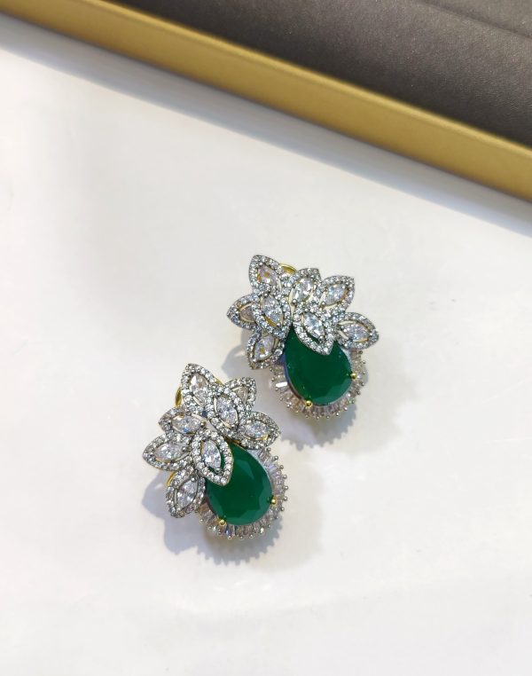 One Carat American Diamond Stones Earrings Exclusive By Unique Fancy Jewellery. - Image 4