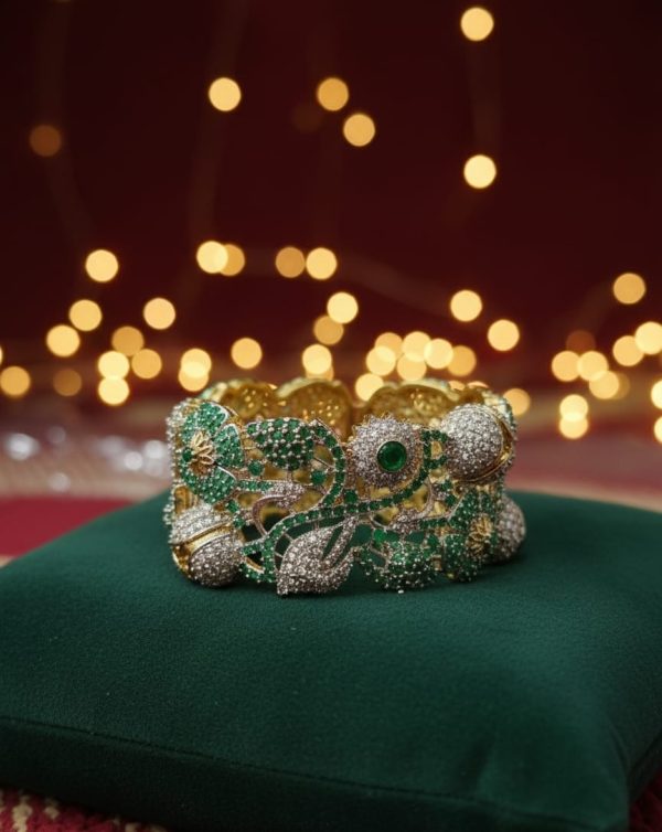 Gold Plated Zircon Stones Openable Handcuff Exclusive By Unique Fancy Jewellery. - Image 6