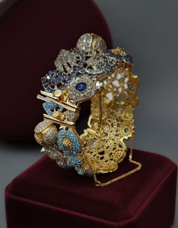 Gold Plated Zircon Stones Openable Handcuff Exclusive By Unique Fancy Jewellery. - Image 5