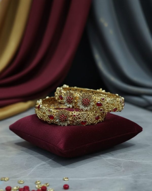 Elegant Design Local Made Zircon Stone Openable Bangles for Girls and Women Exclusive By Unique Fancy Jewellery. - Image 2