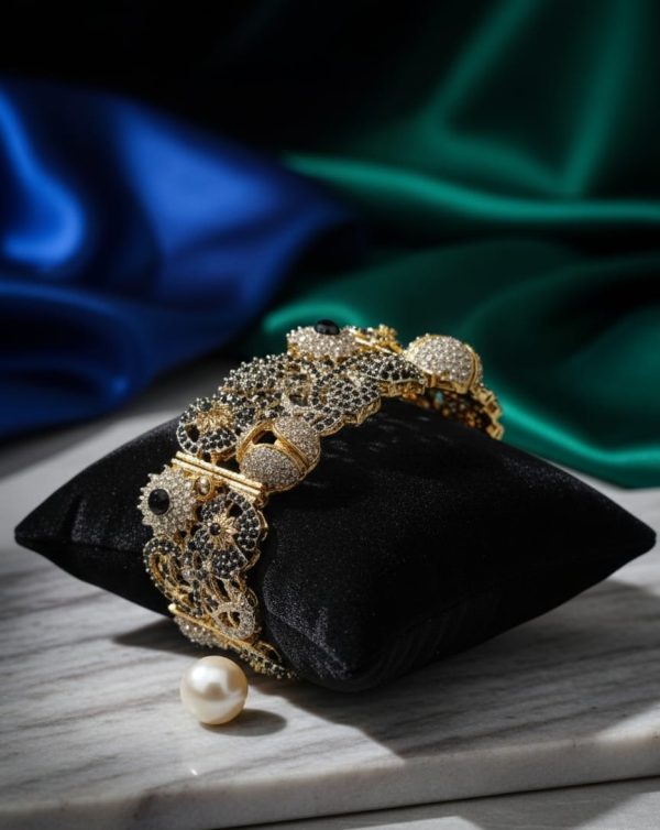 Gold Plated Zircon Stones Openable Handcuff Exclusive By Unique Fancy Jewellery. - Image 2