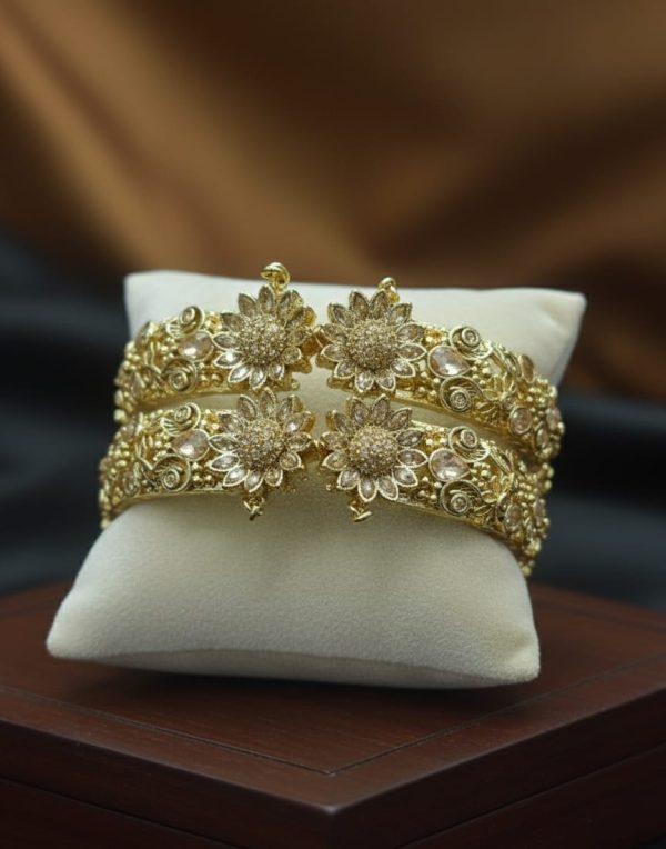 Elegant Design Local Made Zircon Stone Openable Bangles for Girls and Women Exclusive By Unique Fancy Jewellery. - Image 5