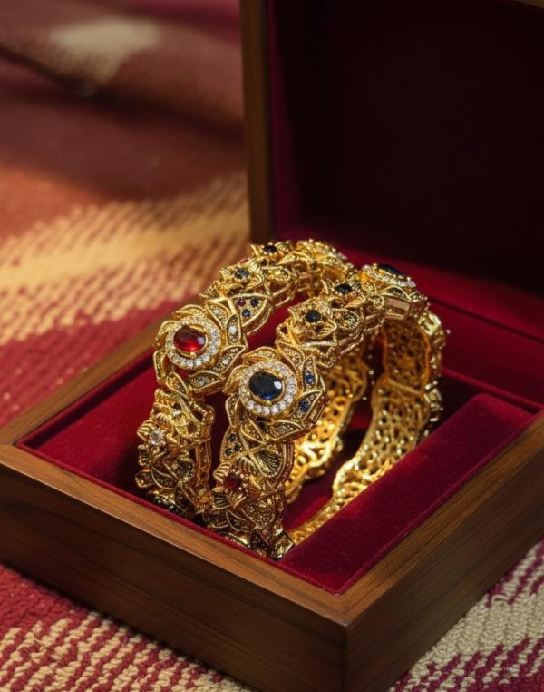 Local Made Zircon Stones Openable Bangles Set Exclusive By Unique Fancy Jewellery. - Image 4