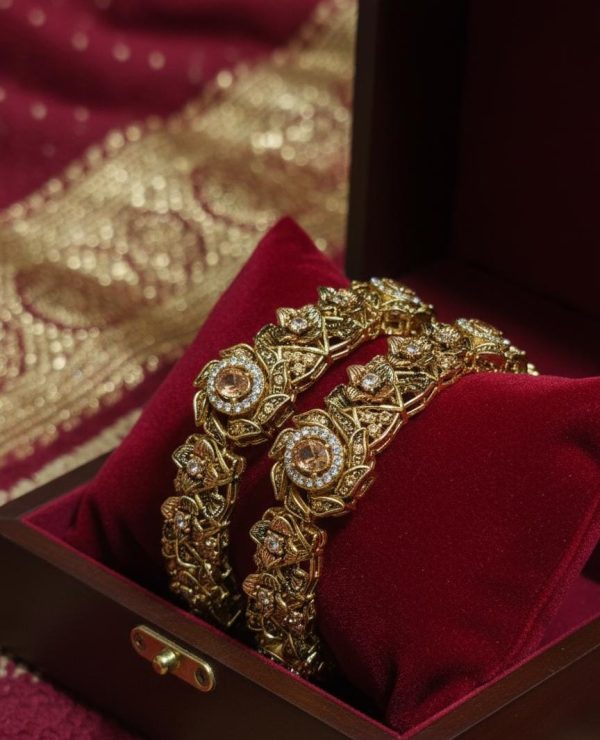 Local Made Zircon Stones Openable Bangles Set Exclusive By Unique Fancy Jewellery. - Image 3