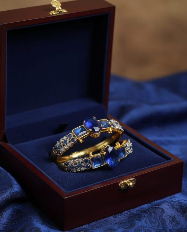 Gold plated Zircon Stones Openable Bangles Set Exclusive By Unique Fancy Jewellery.