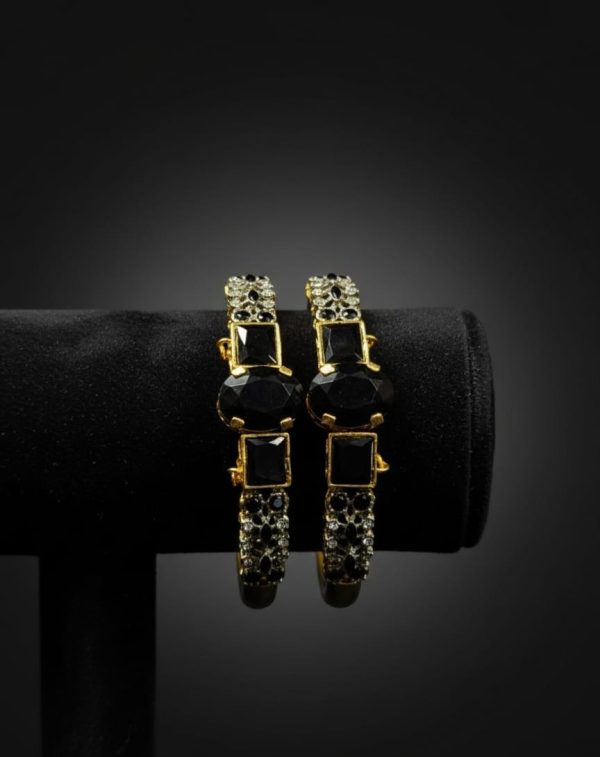 Gold plated Zircon Stones Openable Bangles Set Exclusive By Unique Fancy Jewellery. - Image 3