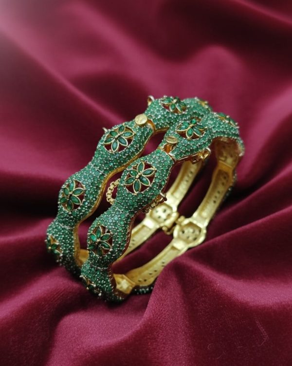 Gold Plated Zircon Stones Openable Bangles Exclusive By Unique Fancy Jewellery. - Image 8