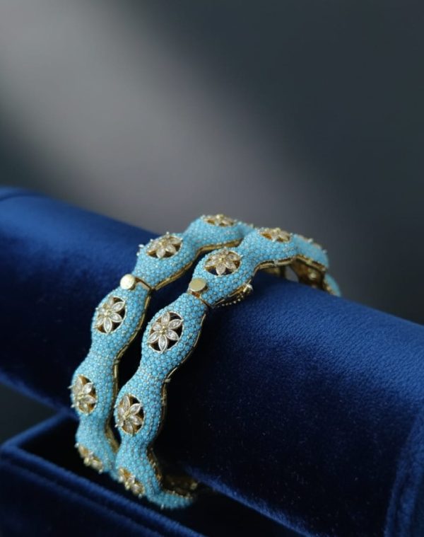 Gold Plated Zircon Stones Openable Bangles Exclusive By Unique Fancy Jewellery. - Image 5