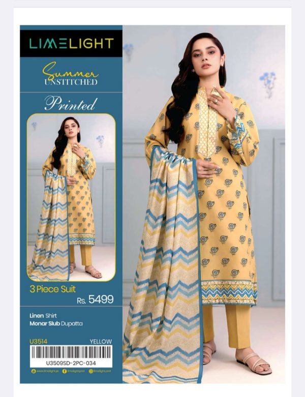 Limelight Linen Collection (Unstitched) 3 Piece, Winter Collection, New Collection 2025. - Image 3