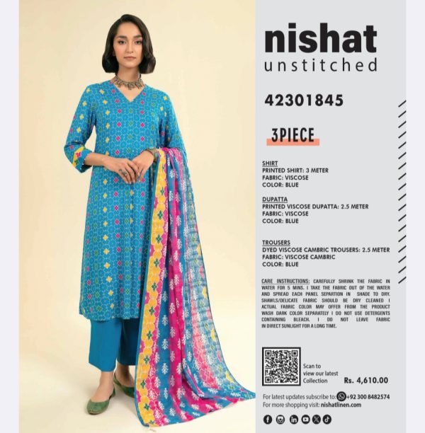 Nishat Viscose Collection (Unstitched) 3 Piece, New Collection 2025. - Image 12