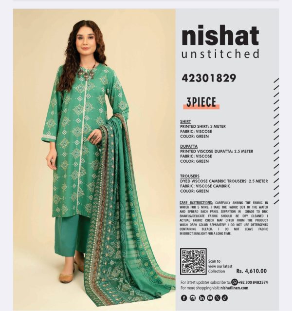 Nishat Viscose Collection (Unstitched) 3 Piece, New Collection 2025. - Image 10