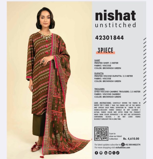 Nishat Viscose Collection (Unstitched) 3 Piece, New Collection 2025. - Image 7