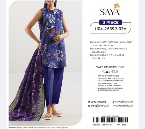 Khaddar Collection By Saya (Unstitched) 3 Piece, Winter Collection, New Collection 2025. - Image 4