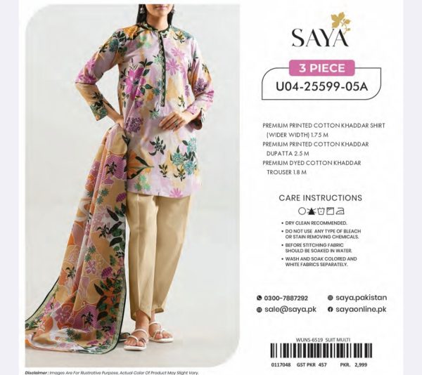 Khaddar Collection By Saya (Unstitched) 3 Piece, Winter Collection, New Collection 2025. - Image 5