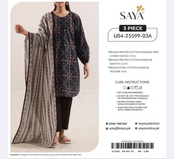 Khaddar Collection By Saya (Unstitched) 3 Piece, Winter Collection, New Collection 2025. - Image 9