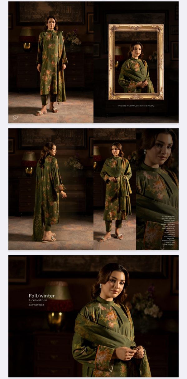 Popin Linen By Guljee (Unstitched) 3 Piece, Volume 3, Winter Collection, New Collection 2025. - Image 13