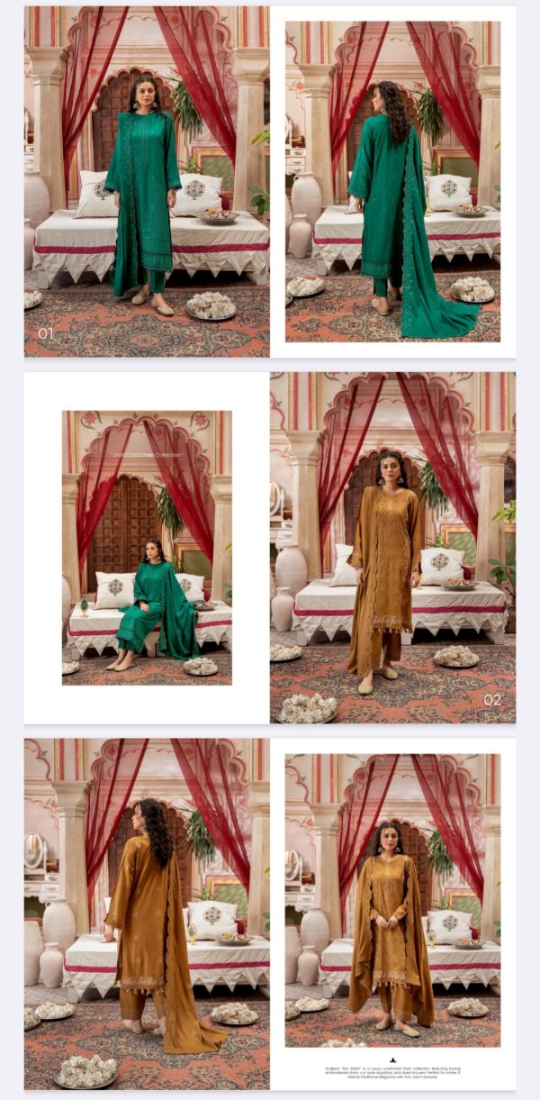 Linen Collection By Raj Bano (Unstitched) 3 Piece, Volume 1, Winter Collection, New Collection 2025. - Image 7