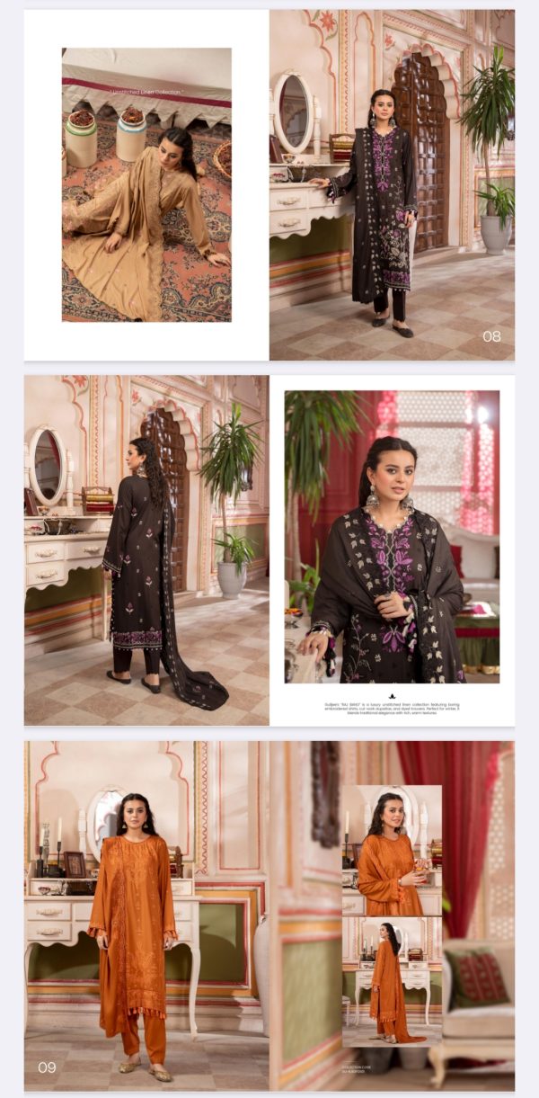 Linen Collection By Raj Bano (Unstitched) 3 Piece, Volume 1, Winter Collection, New Collection 2025. - Image 4