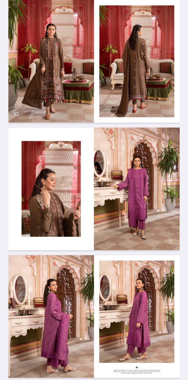 Linen Collection By Raj Bano (Unstitched) 3 Piece, Volume 1, Winter Collection, New Collection 2025. - Image 3