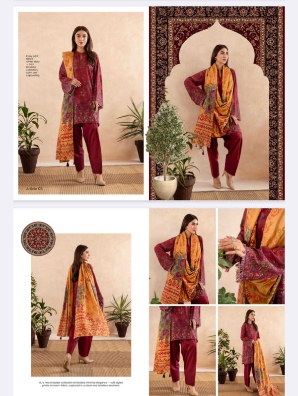 Pop N Chic Khaddar Collection By Guljee (Unstitched) 3 Piece, Volume 1, Winter Collection, New Collection 2025. - Image 6