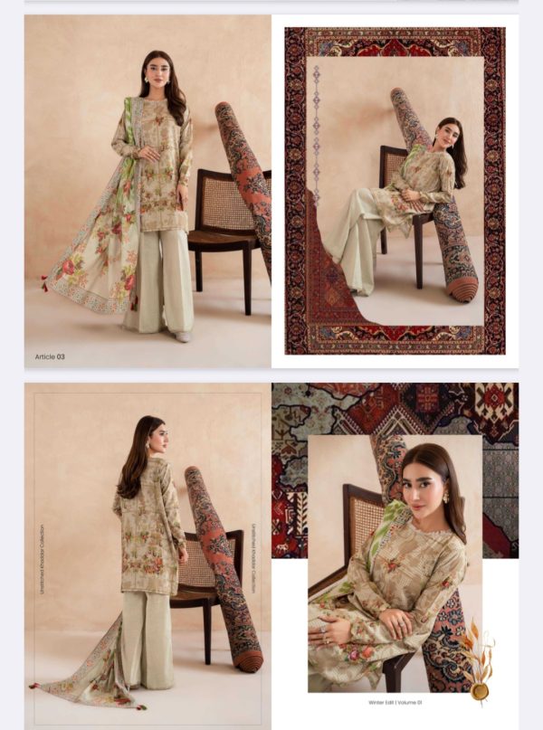 Pop N Chic Khaddar Collection By Guljee (Unstitched) 3 Piece, Volume 1, Winter Collection, New Collection 2025. - Image 4