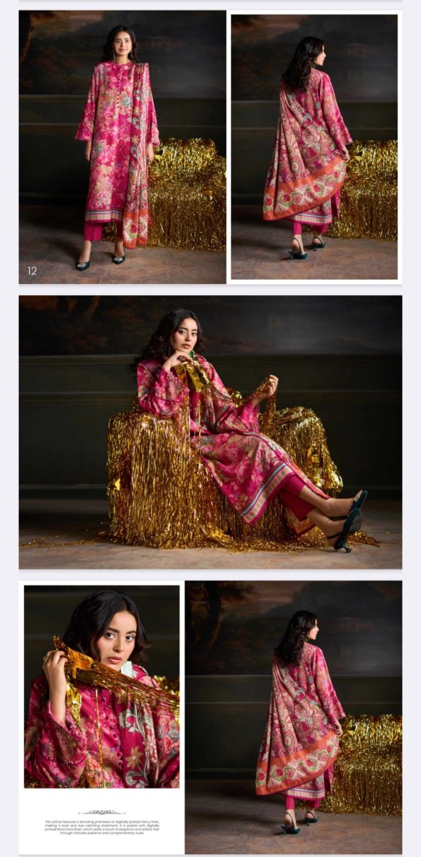 Popin Linen By Guljee, Bana Dora Linen  (Unstitched) 3 Piece, Volume 4, Winter Collection, New Collection 2025. - Image 11