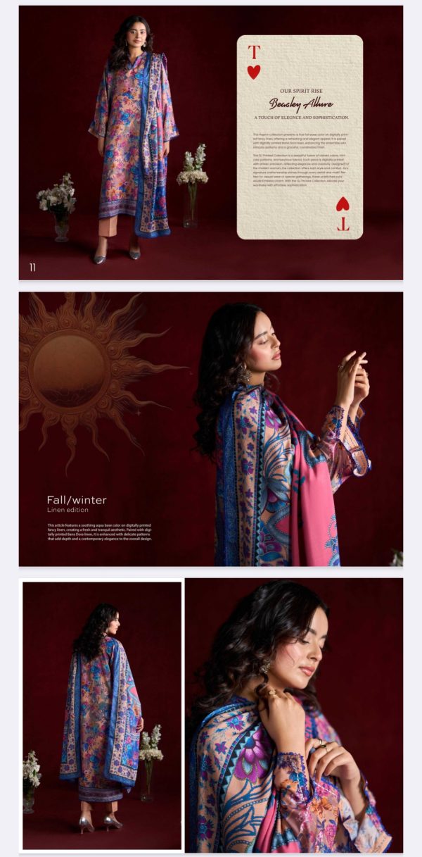 Popin Linen By Guljee, Bana Dora Linen  (Unstitched) 3 Piece, Volume 4, Winter Collection, New Collection 2025. - Image 10