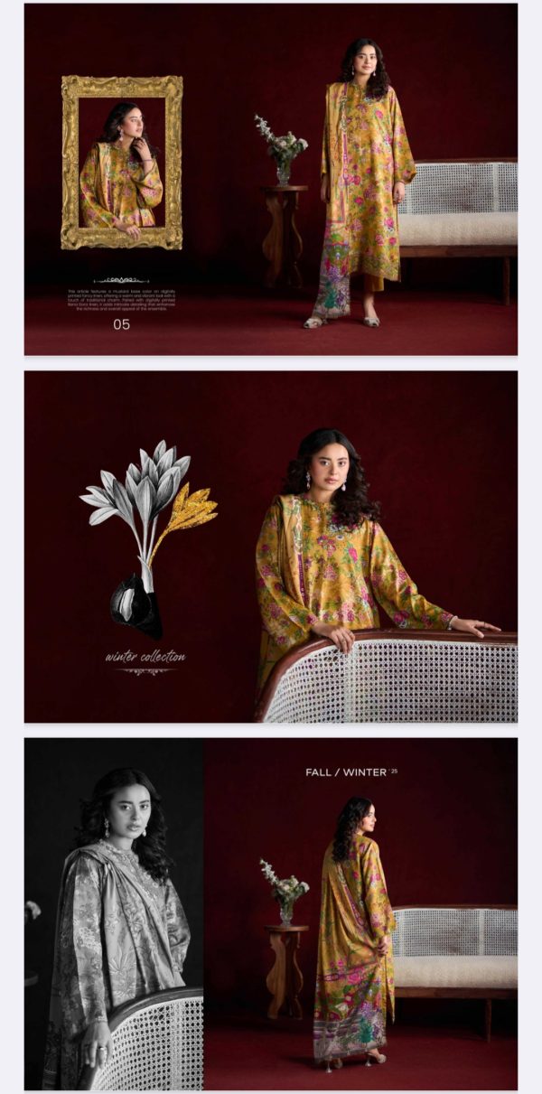 Popin Linen By Guljee, Bana Dora Linen  (Unstitched) 3 Piece, Volume 4, Winter Collection, New Collection 2025. - Image 4