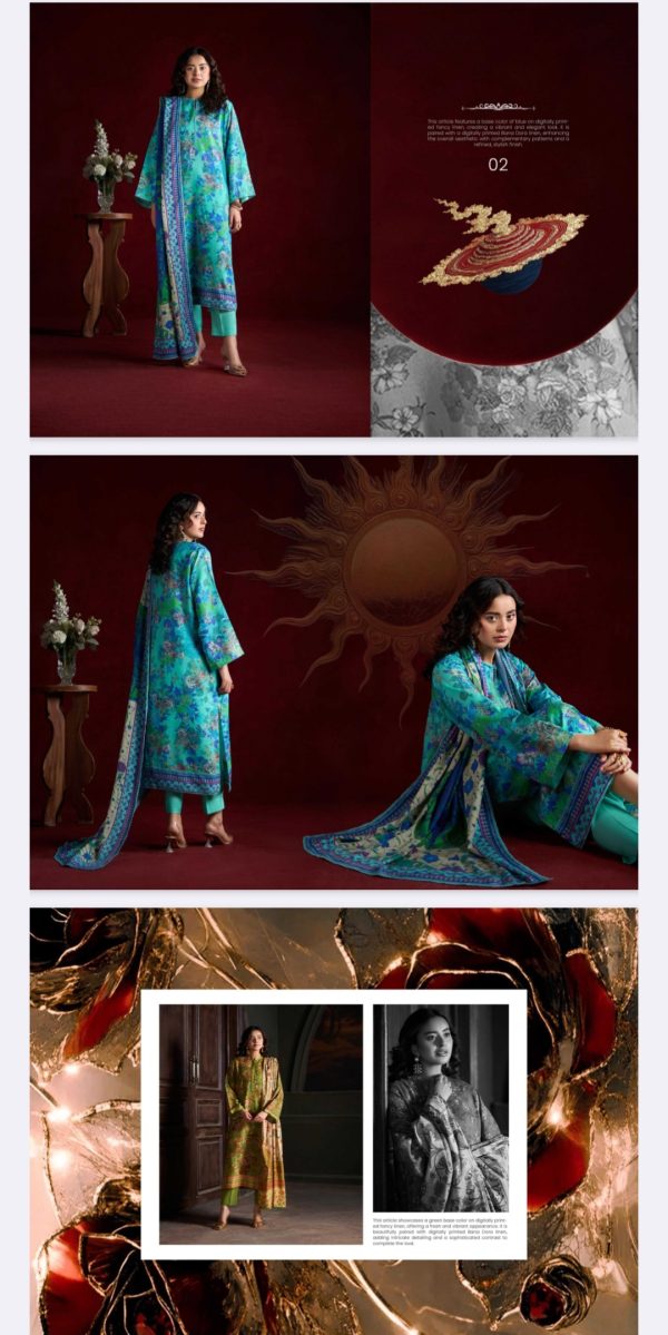 Popin Linen By Guljee, Bana Dora Linen  (Unstitched) 3 Piece, Volume 4, Winter Collection, New Collection 2025.
