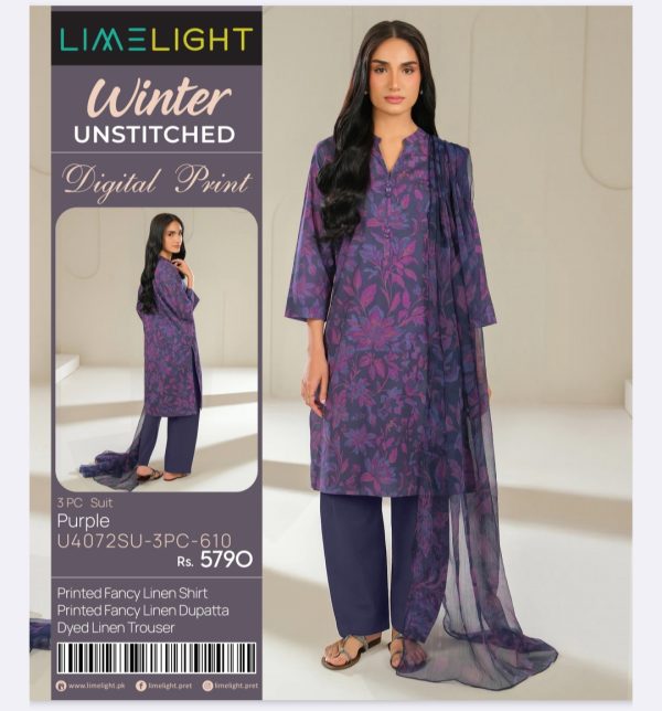 Limelight Linen (Unstitched) 3 Piece, Winter Collection, New Collection 2025. - Image 8