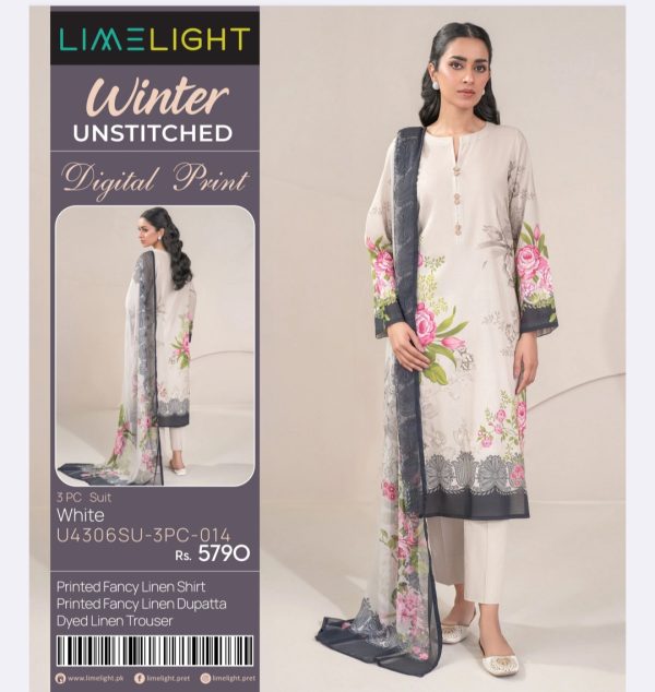 Limelight Linen (Unstitched) 3 Piece, Winter Collection, New Collection 2025. - Image 9