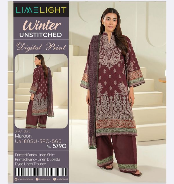 Limelight Linen (Unstitched) 3 Piece, Winter Collection, New Collection 2025.