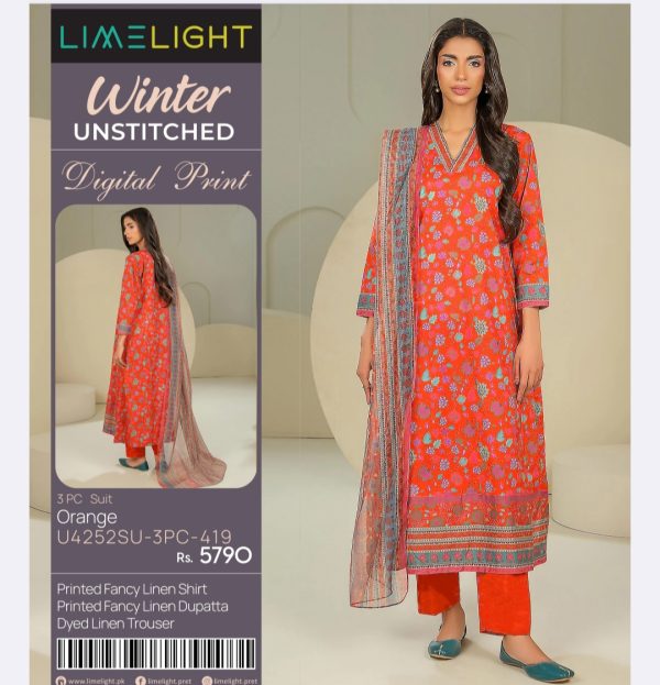Limelight Linen (Unstitched) 3 Piece, Winter Collection, New Collection 2025. - Image 5