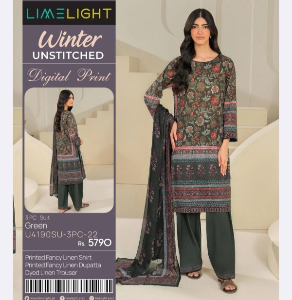 Limelight Linen (Unstitched) 3 Piece, Winter Collection, New Collection 2025. - Image 4