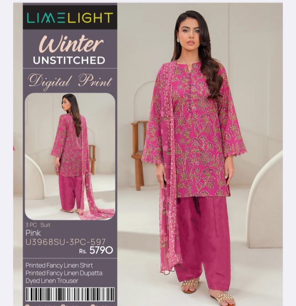 Limelight Linen (Unstitched) 3 Piece, Winter Collection, New Collection 2025. - Image 3