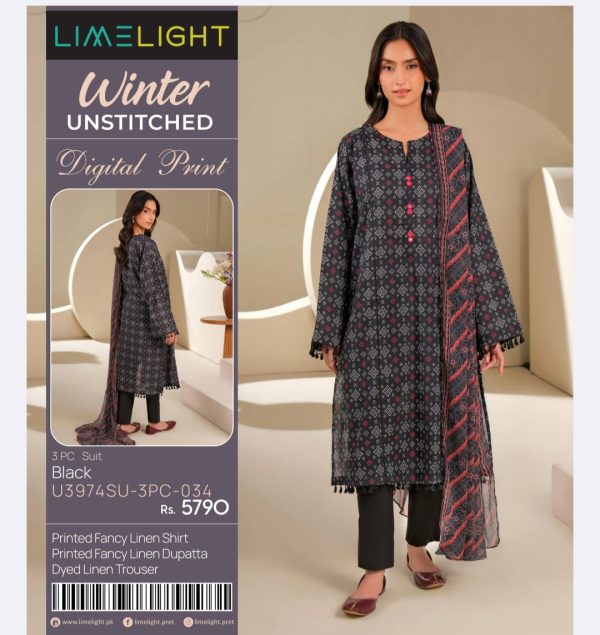 Limelight Linen (Unstitched) 3 Piece, Winter Collection, New Collection 2025. - Image 2