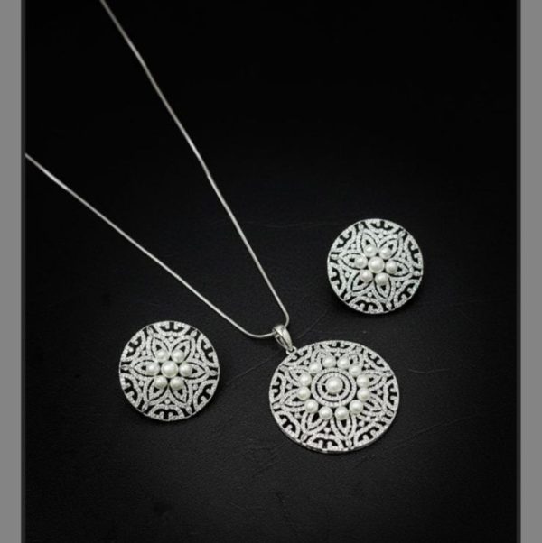One Carat American Diamond Stones Locket Set With Chain Exclusive By Unique Fancy Jewellery.