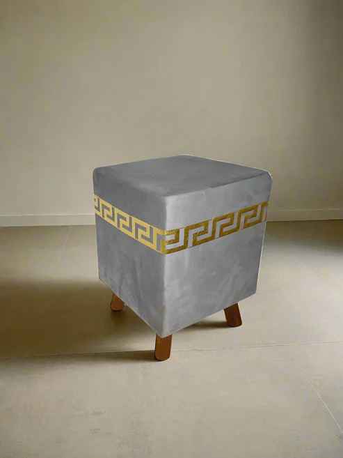 "Luxe Velvet Gold Frame Ottoman Stools – Set of 2" - Image 7