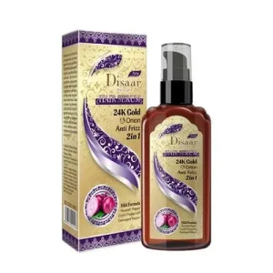Disaar Hair Serum 2 In 1 24 K Gold & Onion Anti Frizz Mild Formula 100 ml.
