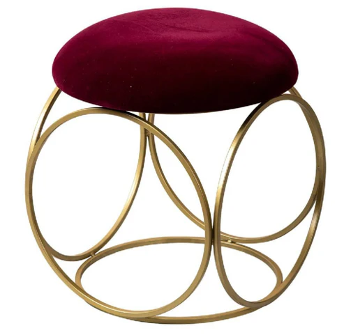 "Modern gold metal Stool with Plush exclusive colors Seat"( 2 PCS ) - Image 3
