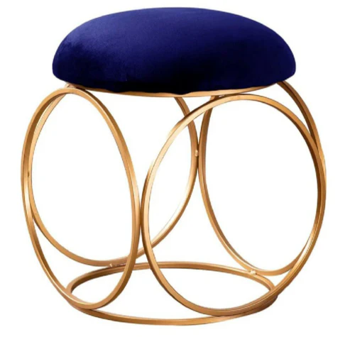 "Modern gold metal Stool with Plush exclusive colors Seat"( 2 PCS ) - Image 4