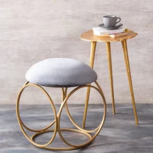 "Modern gold metal Stool with Plush exclusive colors Seat"( 2 PCS )